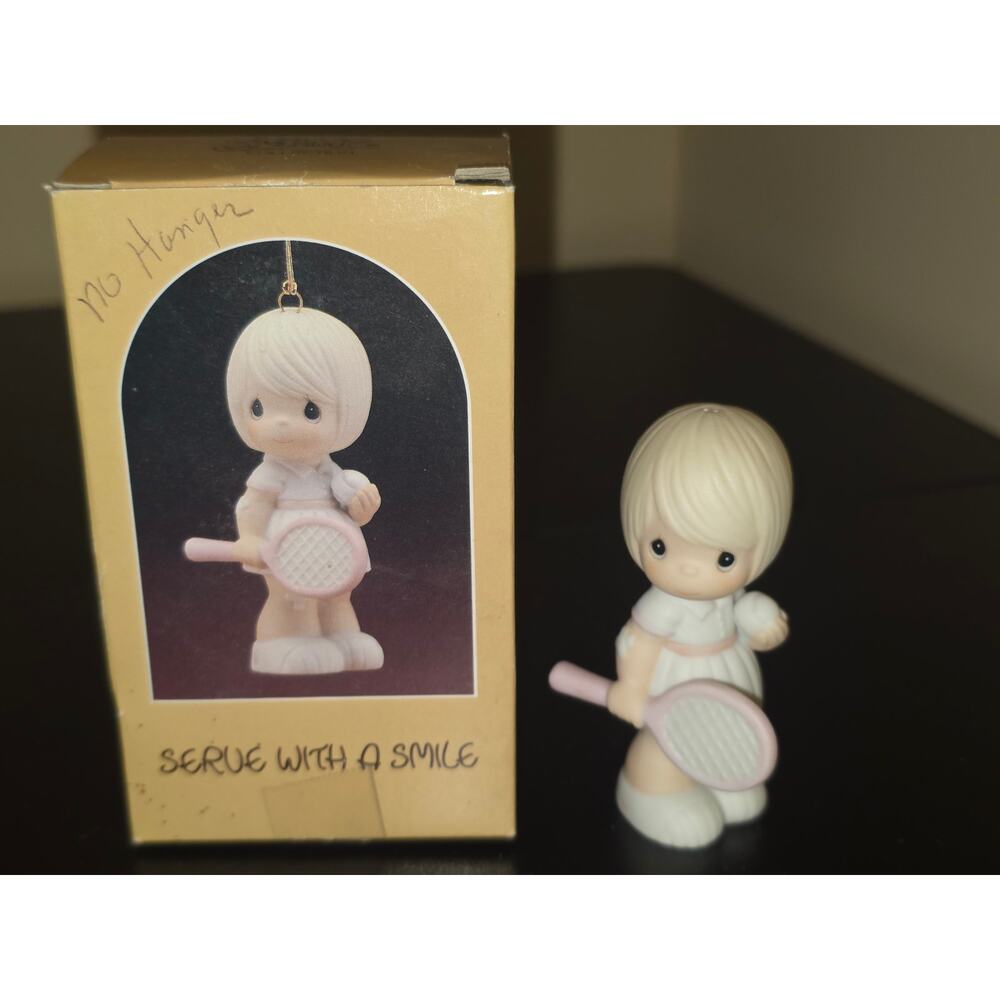 Enesco Precious Moments Serve With‎ A Smile Tennis Ornament 102458 Boxed